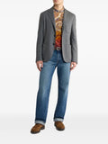 ETRO single-breasted jacket in plain-coloured wool-blend flannel