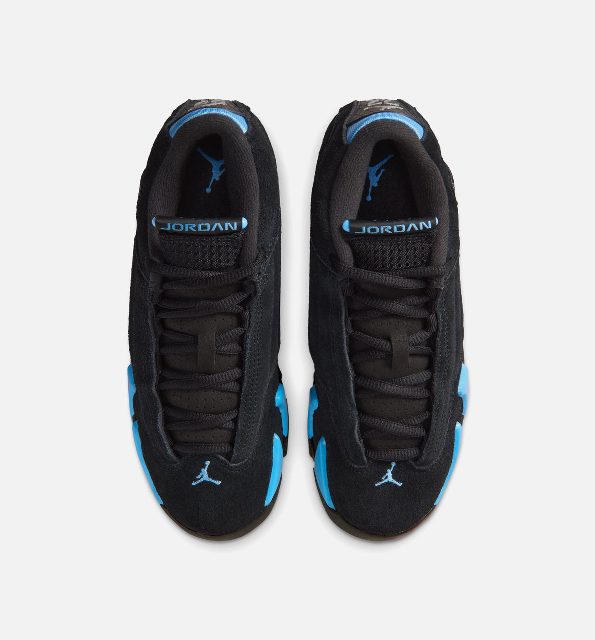 Air Jordan 14 Retro Black and University Blue Big Kids' Sneakers - Black/White/University Blue