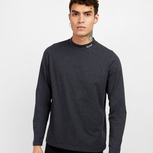 Acid Running Mock Neck T-Shirt: Vintage Black