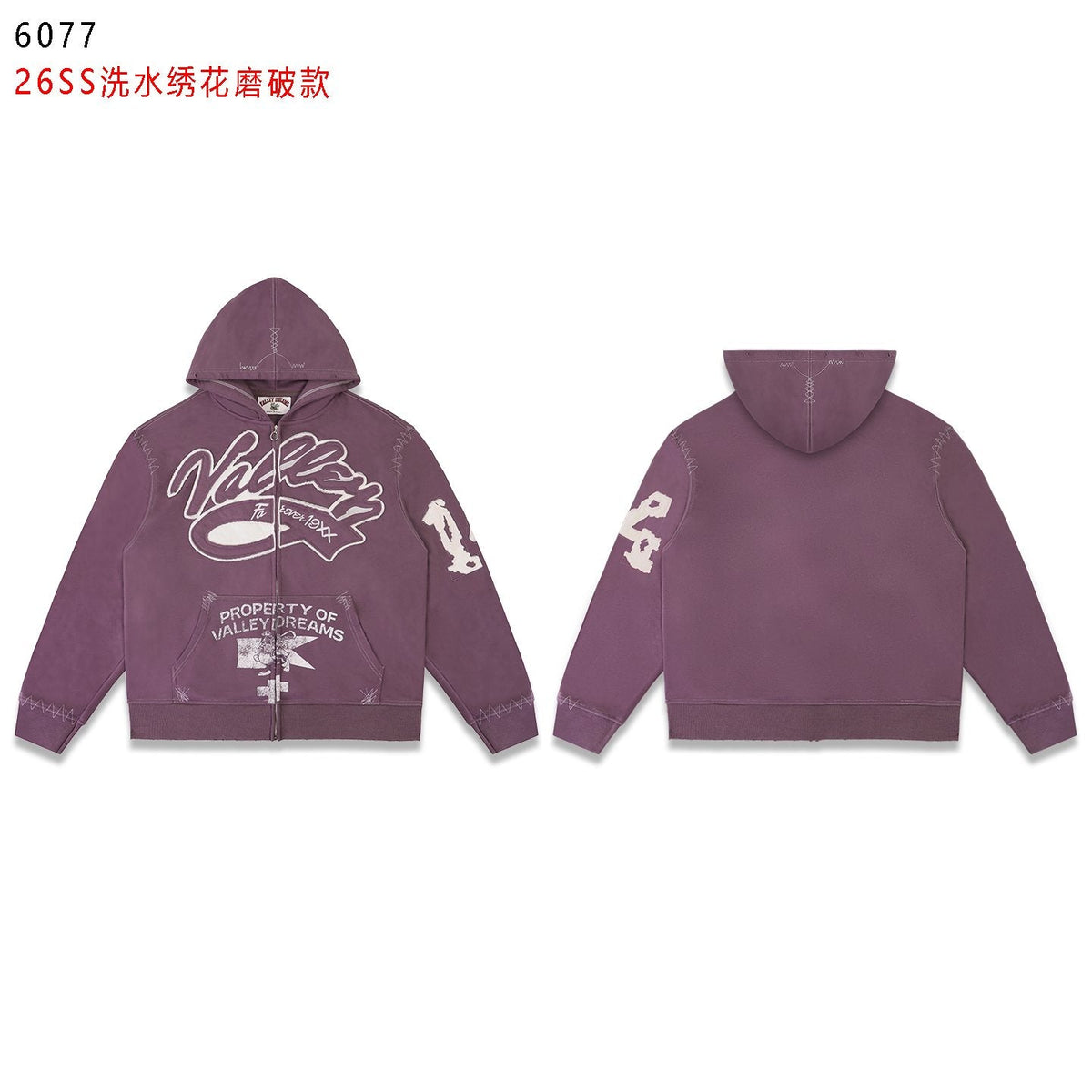 Valley Dreams Washed Full-Zip Graphic Hoodie