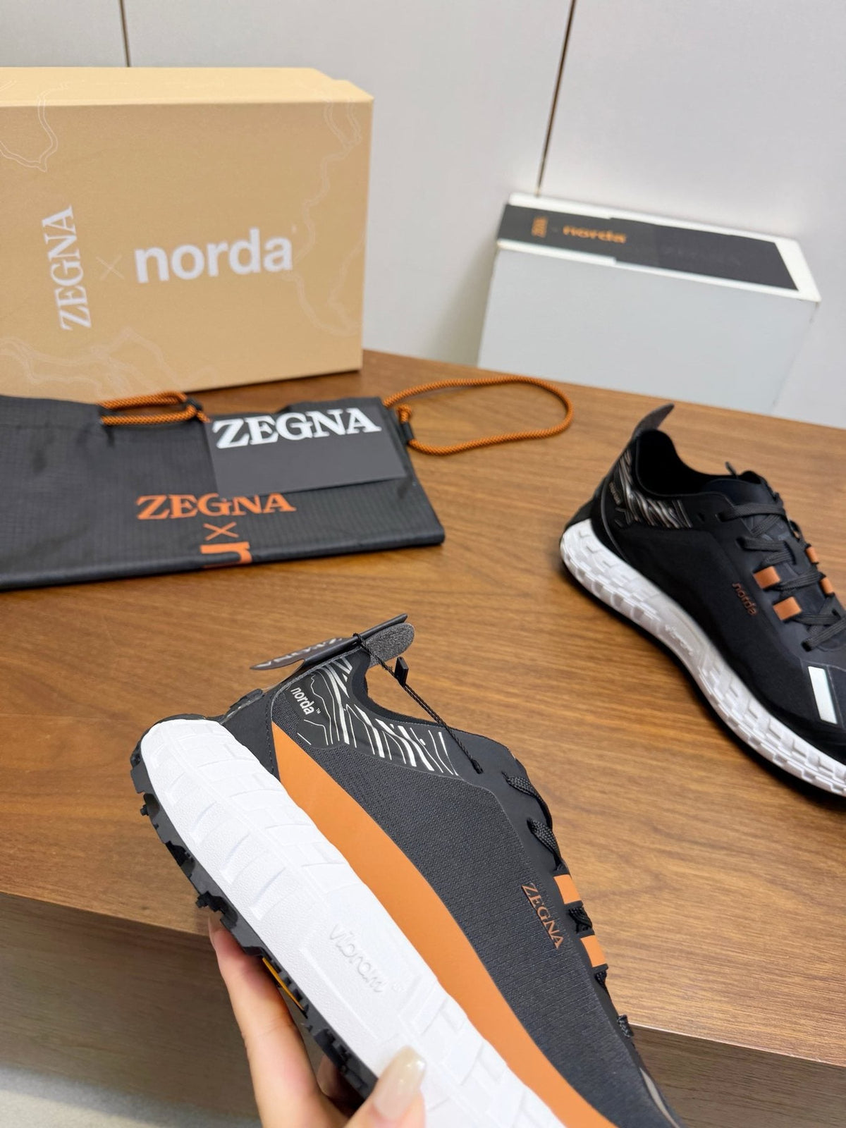 ZEGNA Black Orange Running Shoes